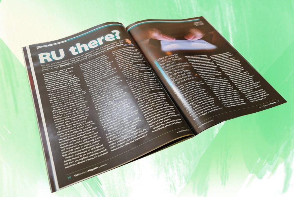 Exclusive: RU there? - Brendan Moore, Zipwhip in The Insurtech Magazine | Fintech Finance