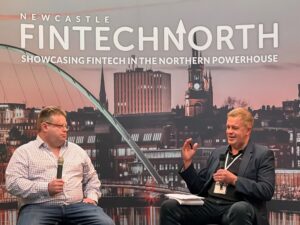 Andy Sturrock, Atom being interviewed at FinTech North