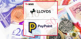 Lloyds Payments Director Gabby Collins and PayPoint CEO Nick Wiles announce new Lloyds Bank app feature for cash deposits at 30,000 PayPoint locations