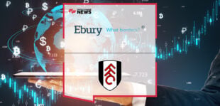 Ebury Global Head of Sport Peter Brooks with Fulham FC executives Elliott Thomas and Jon Don-Carolis celebrating the renewal of Ebury’s Official FX Transfer Partner sponsorship.