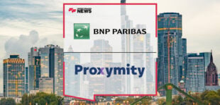 Mariangela Fumagalli of BNP Paribas and Dean Little of Proxymity discuss real-time digital shareholder voting and corporate events connectivity at Sibos 2025.