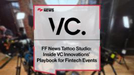 Victor Cruz, co-founder of VC Innovations, speaking at the FF News Tattoo Studio during Fintech Talents Festival 2025 about fintech events, entrepreneurship, and curated networking.