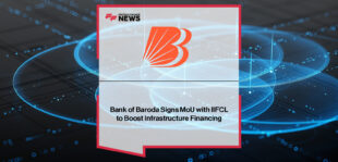 Shri Palash Srivastava of IIFCL and Shri Lalit Tyagi of Bank of Baroda at the MoU signing for joint infrastructure financing in India.