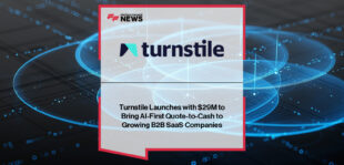 Turnstile CEO Jordan Zamir announcing the launch of the company’s AI-powered quote-to-cash platform alongside investors from First Round and OMERS Ventures.